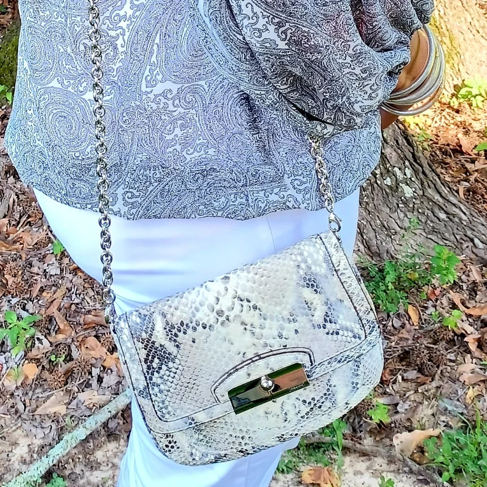 COACH Metallic Snake Kristin Clutch Crossbody RARE NWOT - Picture 2 of 16